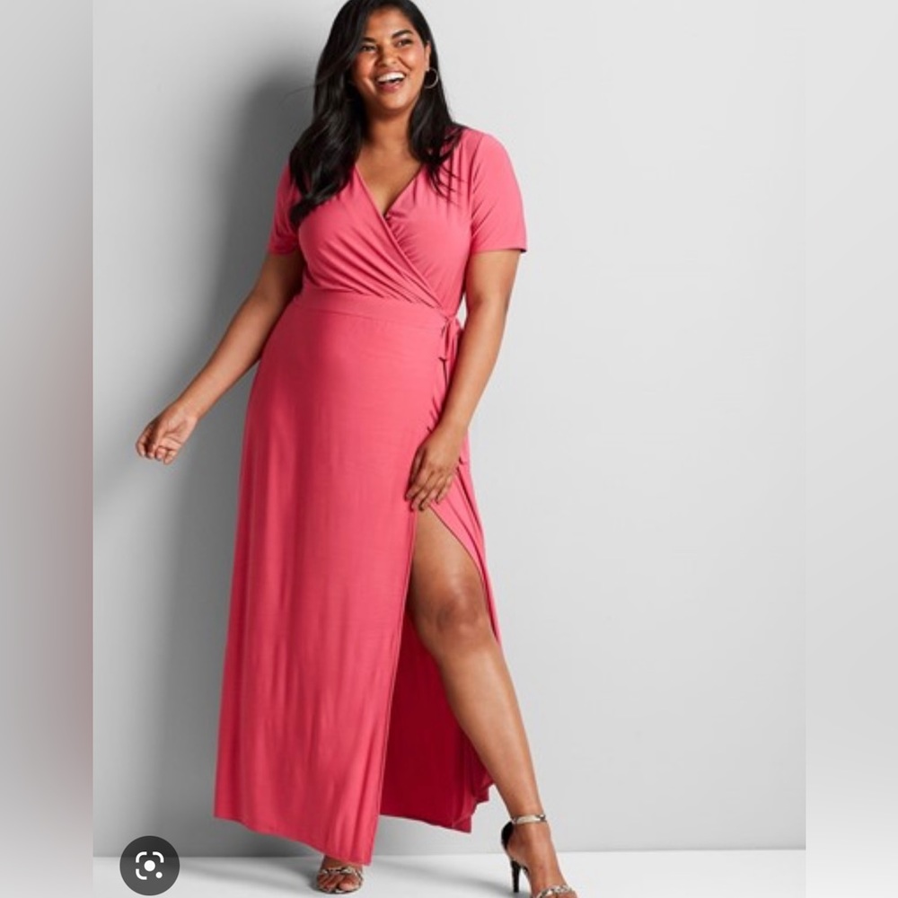 Lane Bryant Pink Wrap Dress 14 16 NWTS
